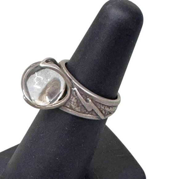 Vintage Sterling Silver Rock Crystal Pools Of Light Ring Shooting Star Size 5.25 - Picture 1 of 10